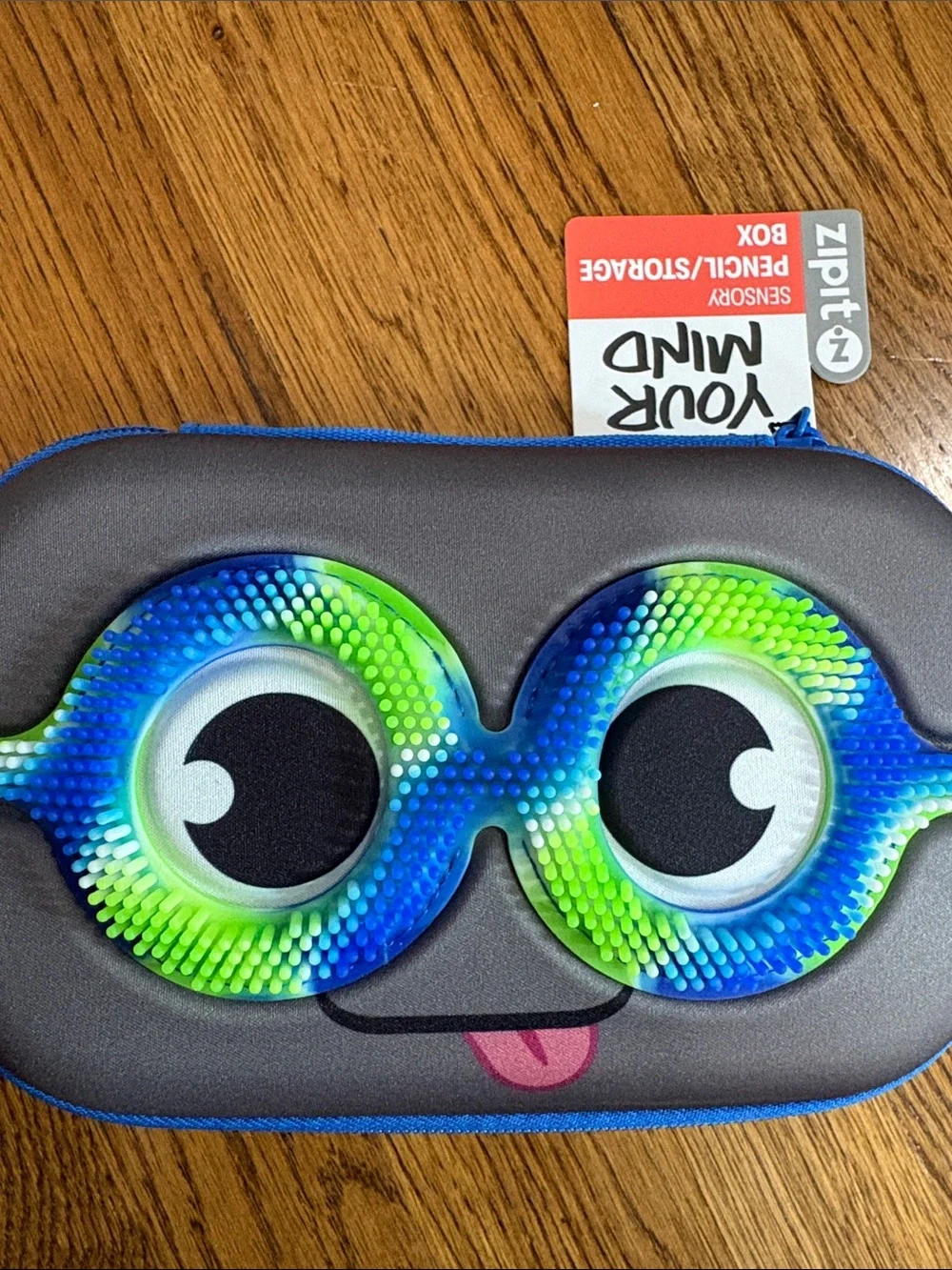 Zipit Kids Gray Pencil Case with Blue-Green Pop-It Goggles